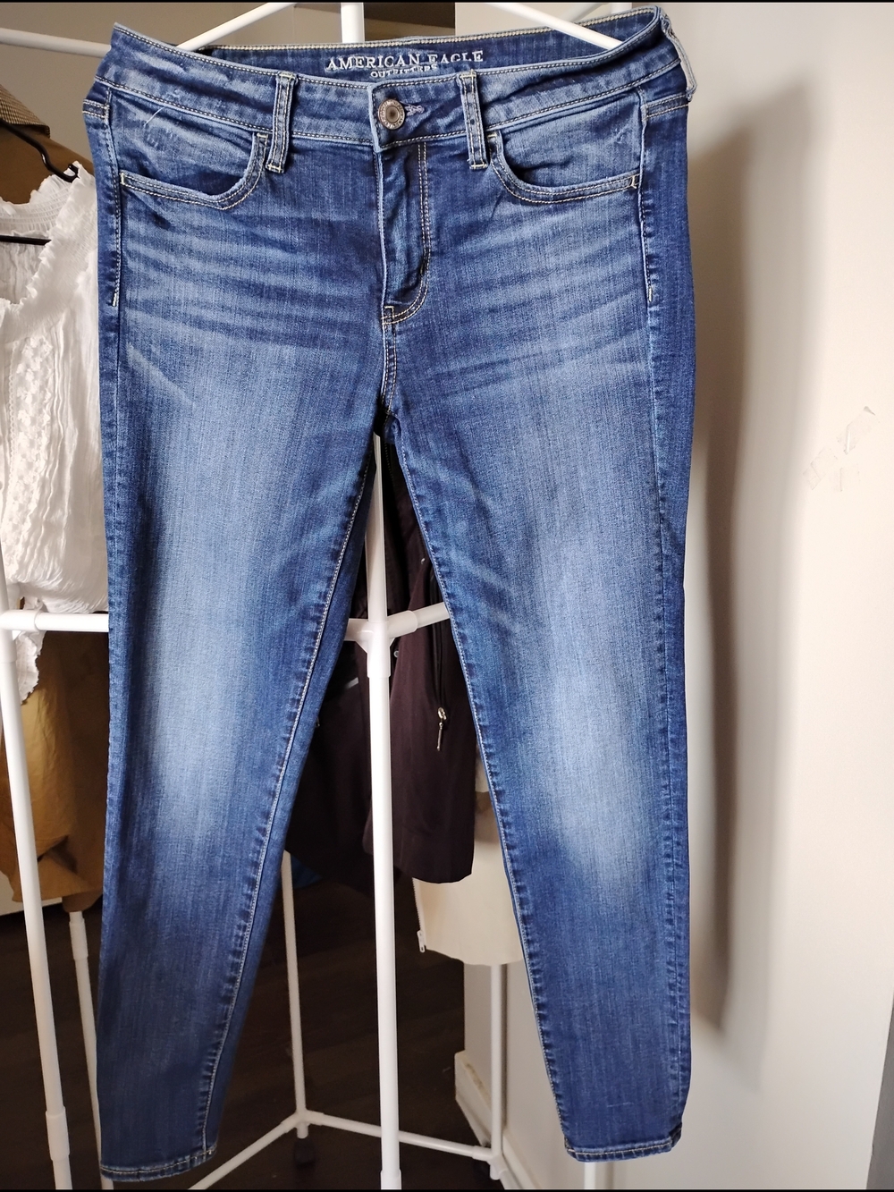 American Eagle Outfitters Women's Blue Slim Stretch Cotton High Rise Denim Jeans